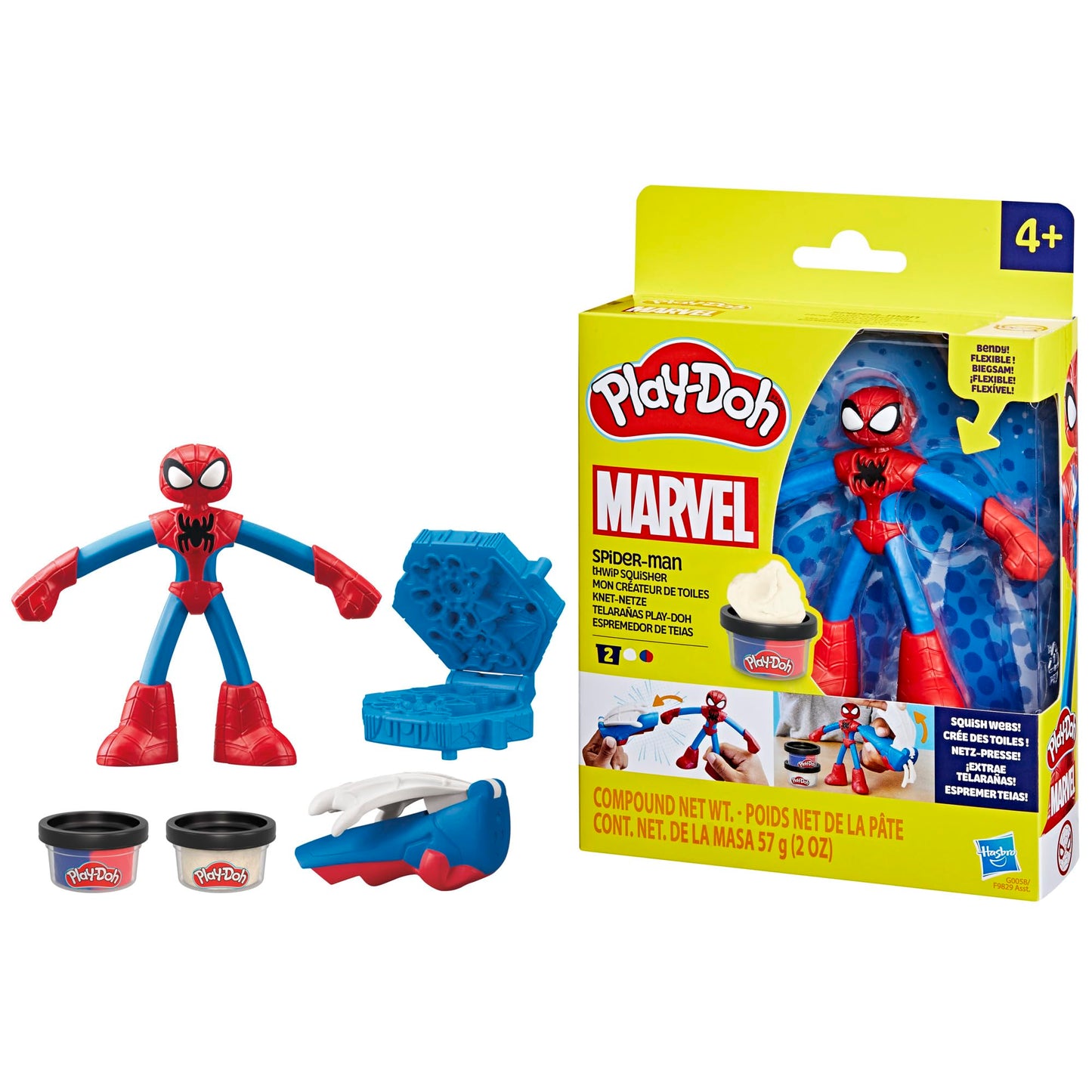 Play-Doh Marvel Spider-Man Thwip Squisher Set with Bendy Action Figure, Imagination Toys for 4 Year Old Boys and Girls and Up