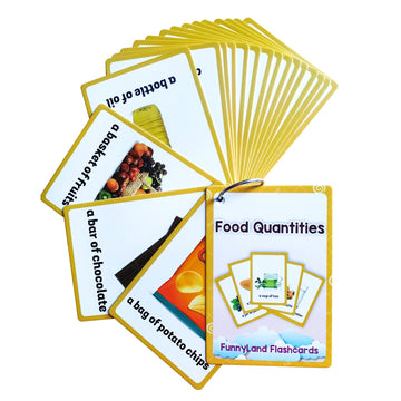 Lilias Food Quantities Flash Cards, Toddler Learning Toys, Preschool Learning Toys, Homeschool Supplies, Learning Supplies For Kindergarten, 4.3 X 3.14 Inch, 18 Cards In Set