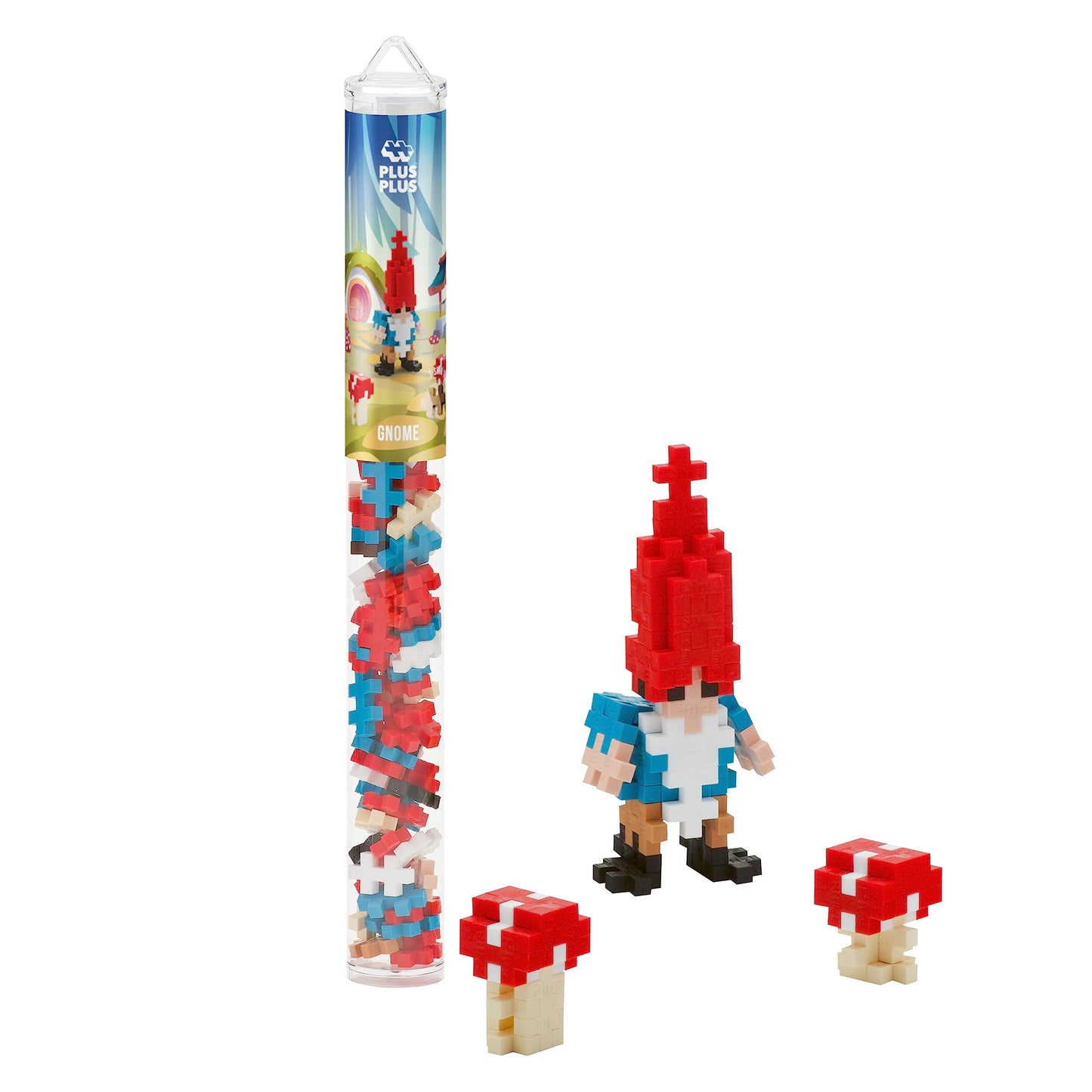 Plus Plus 3D Puzzle Cryptid Construction Building Block Set, Fun Fantasy Figures Stem Toys For Kids, 70 Interlocking Pieces - Gnome Mini Maker Tube