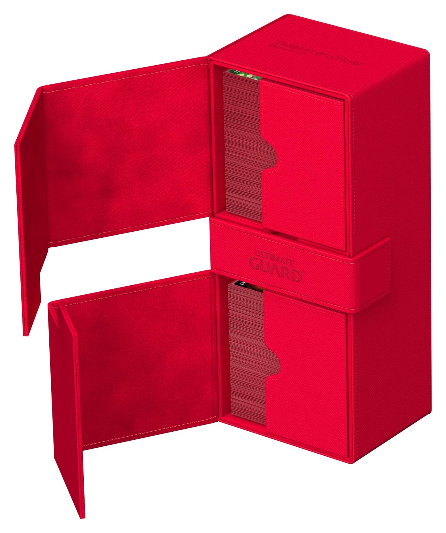 Ultimate Guard Twin Flip'N'Tray 266+, Deck Case For 266 Double-Sleeved Tcg Cards + Dice Tray, Red, Independent Magnetic Closure