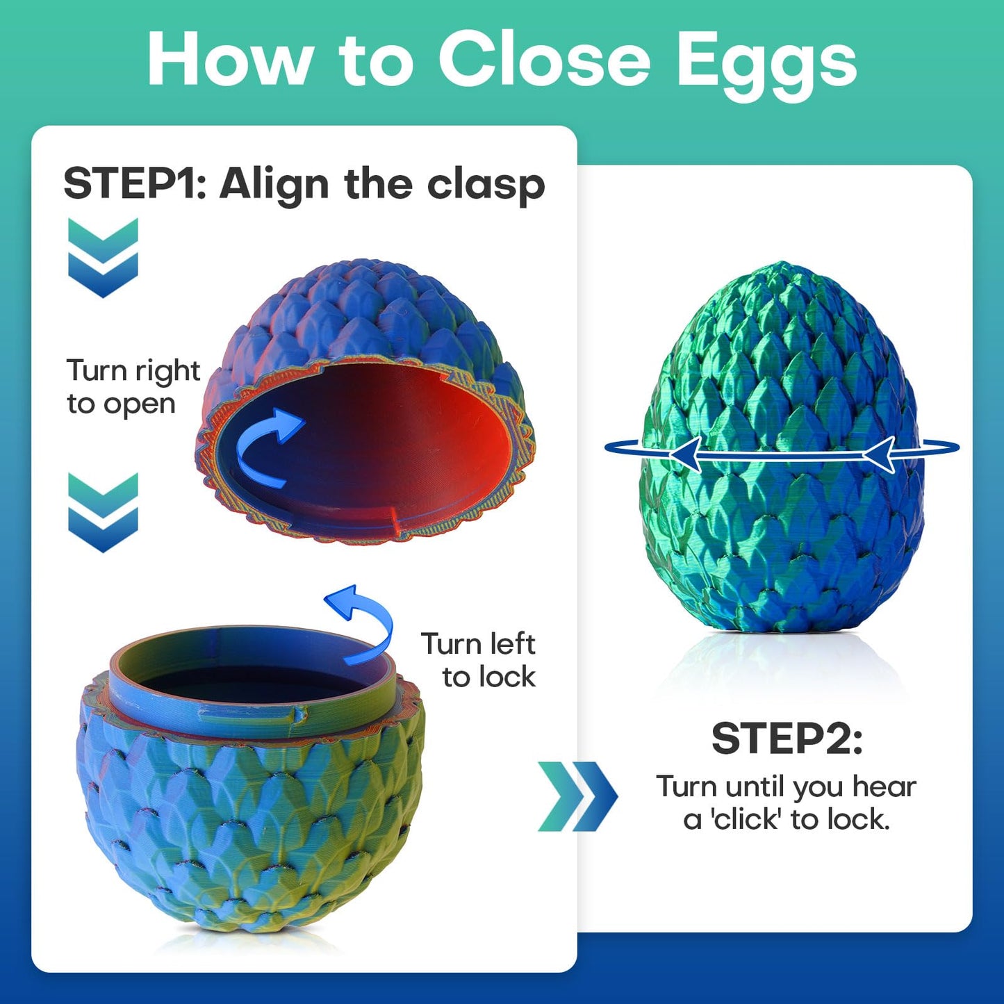 FYEFKJSA 3D Printed Dragon Eggs with Dragon Inside - 12Inch Articulated Fidget 3D Printed Animals  Interesting Decorative Gift  Easter Basket Essentials Stuffers (Laser Green)
