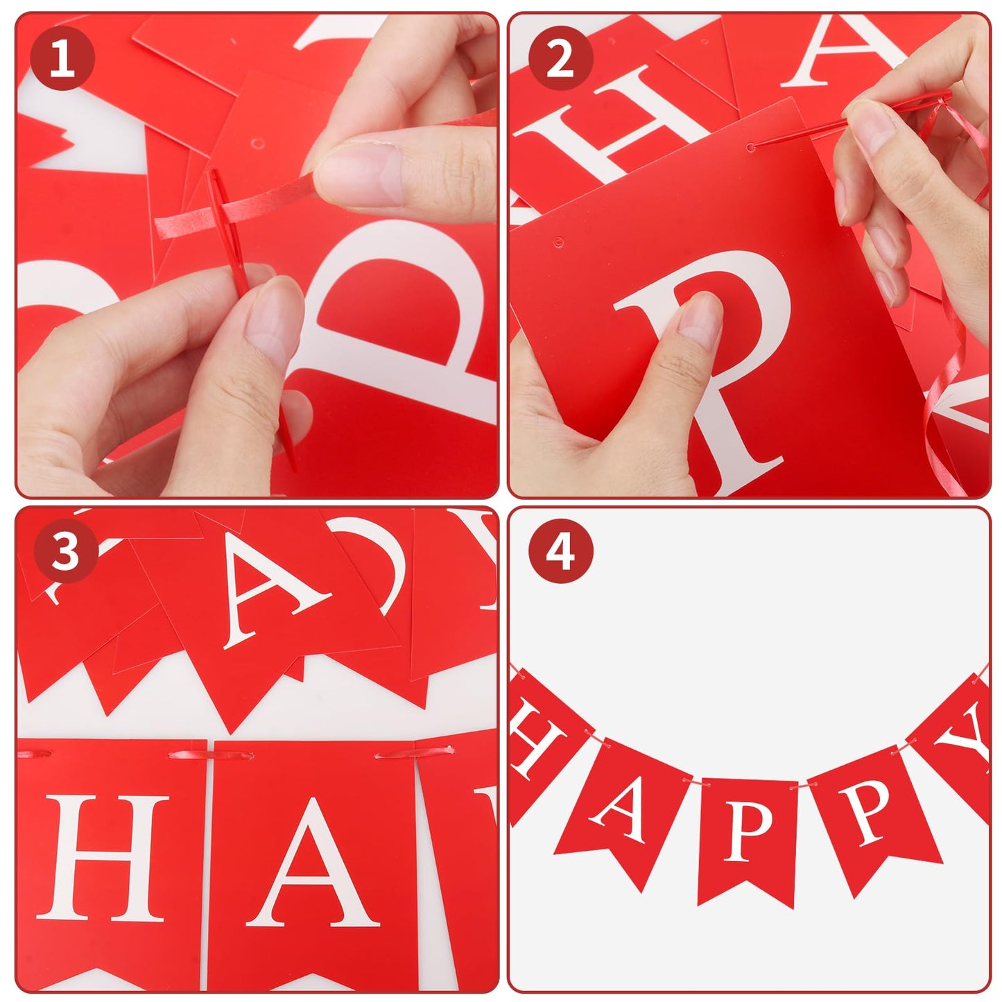Waenerec Red Happy Birthday Banner Sign Happy Birthday Bunting Banner Garland For Kids Girl Woman Birthday Tea Party Decorations Bunting Flag Birthday Party Supplies