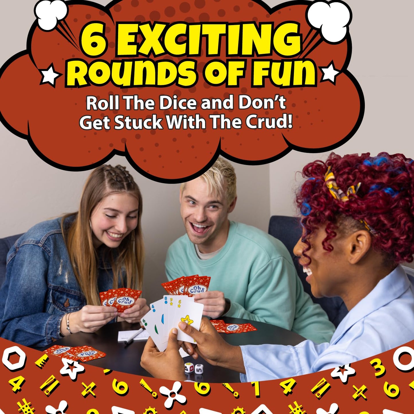 Oh Crud Card And Dice Game, Family Game For 2-6 Players, Adults, Teens, Kids, Easy-To-Learn, Strategy, Great For Friends And Families - Ghetti Games