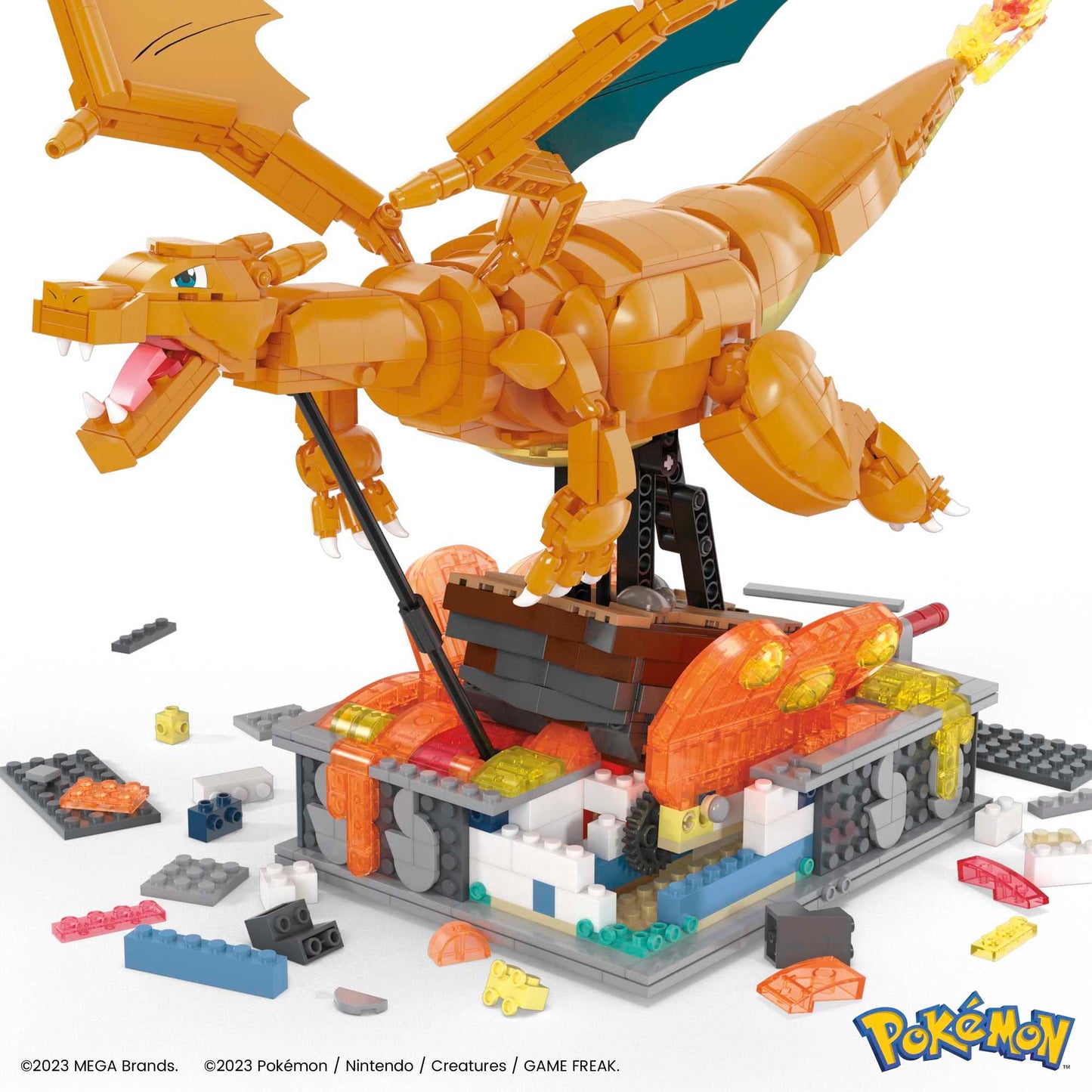 Mega Pokémon Building Toys Set Motion Charizard With 1664 Pieces And Wing Movement, For Adult Collectors