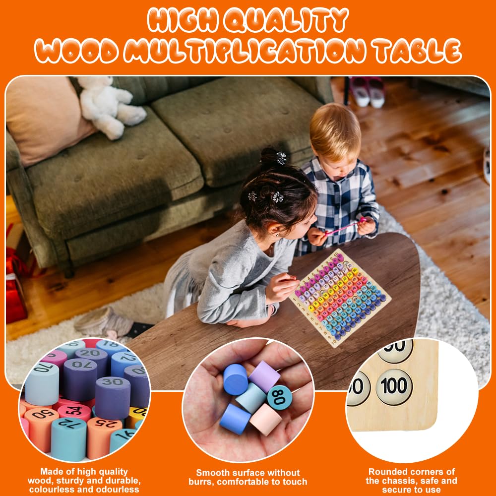 Buzifu Wooden Montessori Multiplication Board Game: Math Educational Toys Multiplication Table Board Game Montessori Math Materi