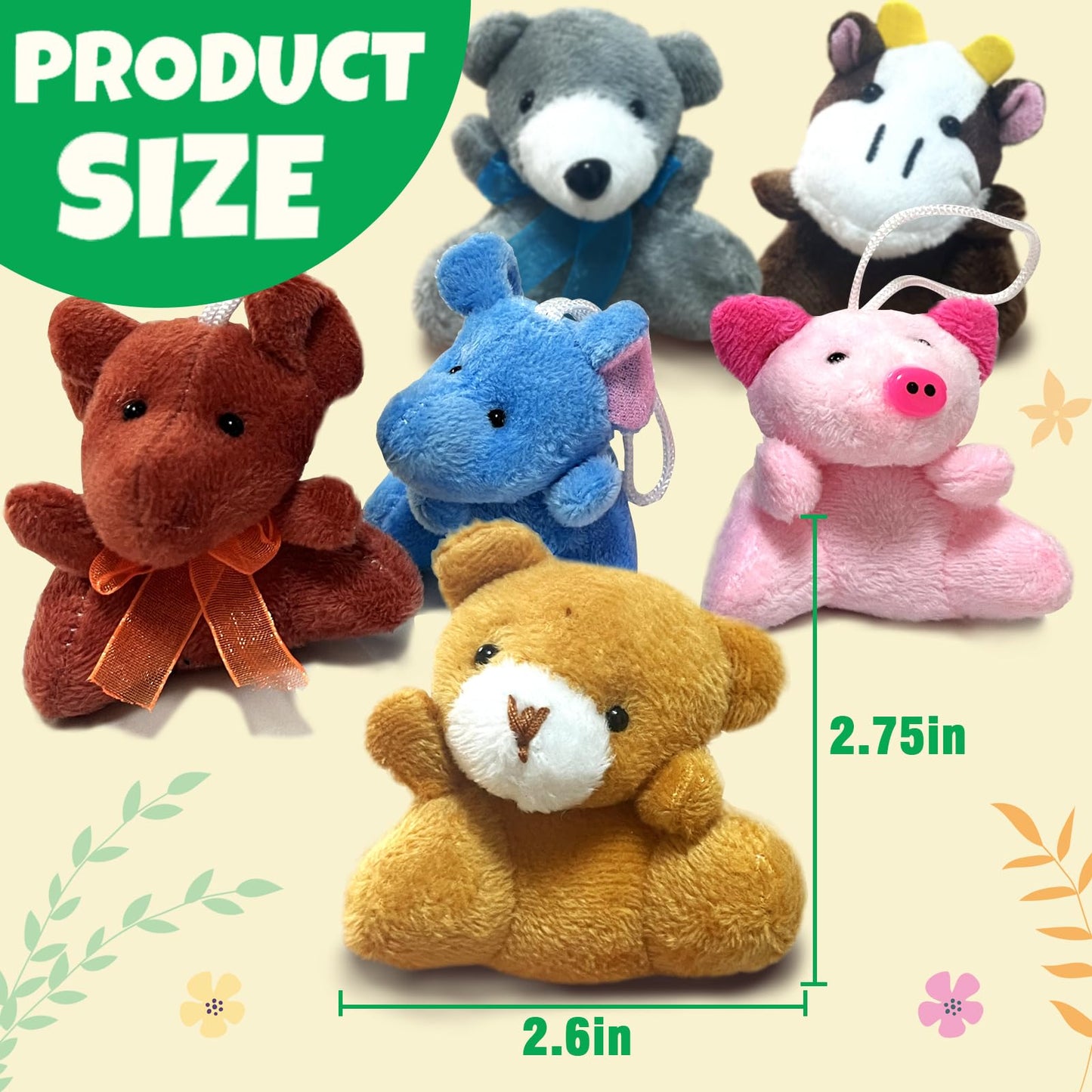 32Pcs Mini Plush Animals Toy Set Assortment Christmas Easter Bulk Stuffed Keychain Party Favors For Kids Small Animals Decoratio