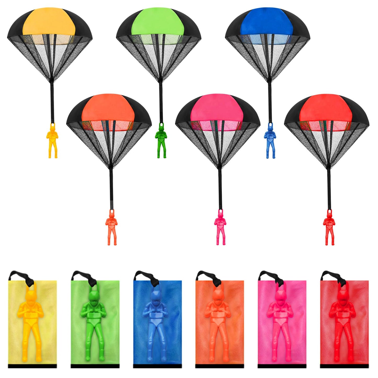 6 Pcs Parachute Toy  Tangle Free Ourdoor Parachute Toys for Kids  6 Flying tossing Toys  Indoor & Outdoors