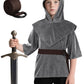 Kids Renaissance Imitative Chain Mail Shirt with Coif Medieval Knight Costume protective covering Tunic Costume Belt Set