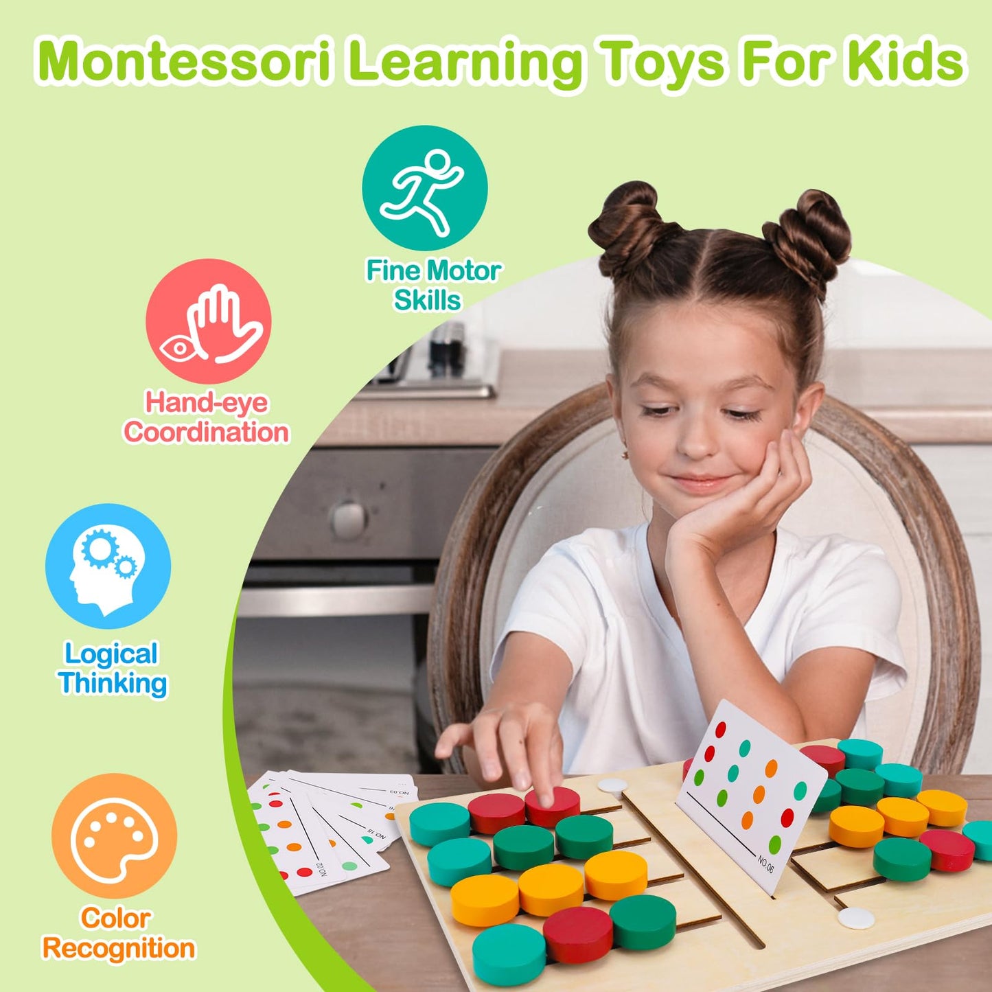 Augtoy Montessori Color Matching Learning Toys Sliding Puzzle For Kids 3 4 5 6 7 Years Old Preschool Logic Game Brain Teasers Boys Girls 2 Players Educational Wooden Toddler Travel Toys Gifts