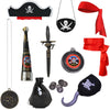 10Pcs Pirate Accessories Set Role Play Captain Pirate Costume Decorations Pirate Hook Hat Telescope Headscarf Belt Eye Patch Halloween Costume