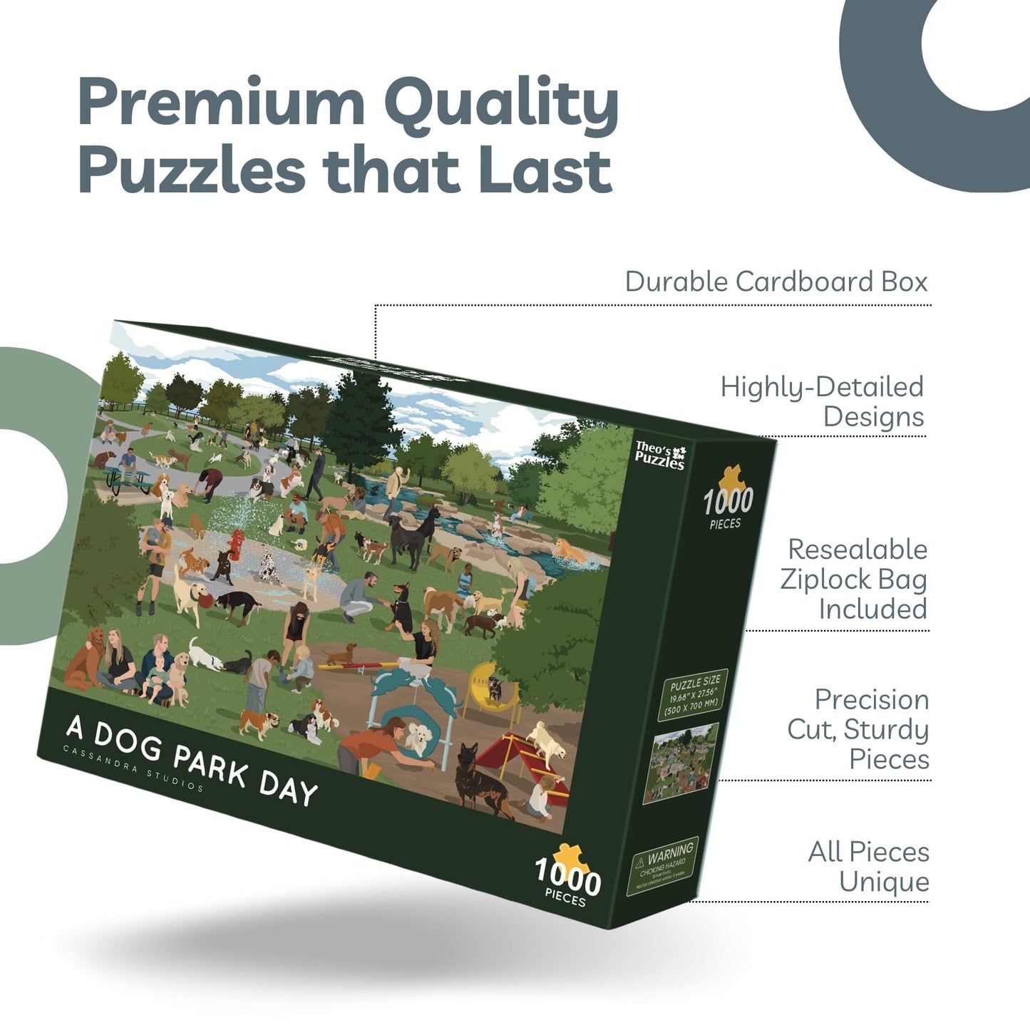 Theo'S Puzzles 1000 Piece Puzzle For Adults, Dog Park Puzzles - Smooth Edged, High Resolution Puzzle; Matte Finished, Zero Dust