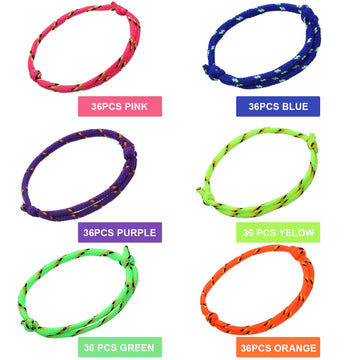 WILLBOND 216 Neon Friendship Bracelets Bulk for Kids Birthday Classroom Student Gift Adjustable Paracord Bracelets Rope Woven Ne
