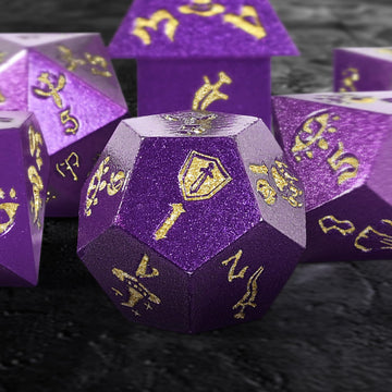 Banloga 7Pcs Metal Dice Set For Dungeons And Dragons,Class Icons Dice,Role Playing Board Games Accessories (Purple)