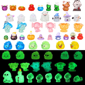 Sonwyoung 58 Pcs Halloween Luminous Mini Toys Glow In Dark Tiny Resin Figures Set Fairy House Diorama Accessories Ornament For G