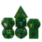 Udixi Green Cracked Glass Dnd Dice Set, 7Pcs Glass Rpg Polyhedral Dice Set With Colorful Number For Dungeons And Dragons D&D Tab