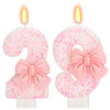 ElekFX 29th Birthday Candles for Cake, Pink Bow Number Cake Candles, 2.76 inch Number Happy Birthday Candle, Cake Topper Decorat