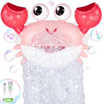 Gigilli Crab Baby Girl Bath Toys, Rechargeable Bath Bubble Machine For Toddler Easter Basket Stuffers, Bathtub Bubble Maker With Music Control For Kids Ages 1-3 6-12 12-18 Months 1St Birthday Gifts