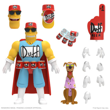 Super7 Ultimates The Simpsons Duffman 7 Action Figure with Accessories - Multicolor Collectible from Classic TV Show