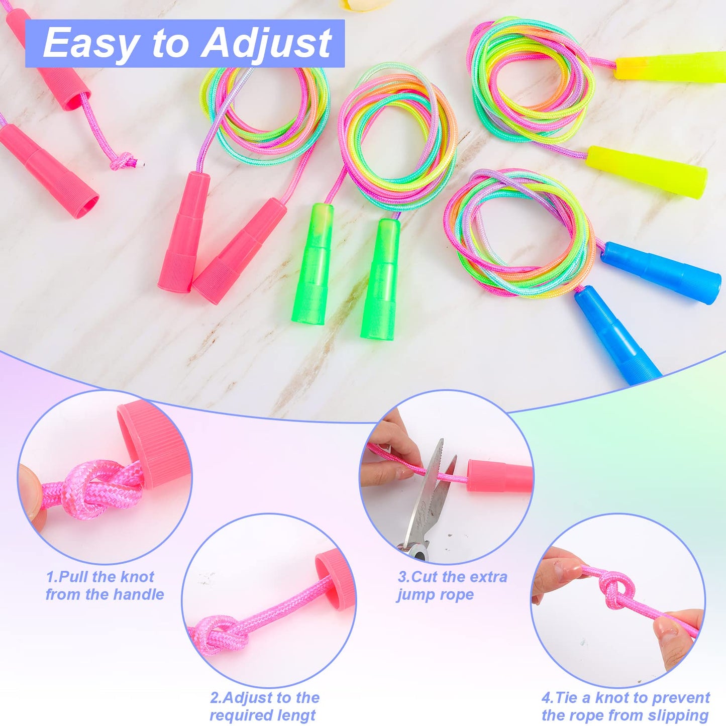 Kids Jump Rope,12 Pack Rainbow Jump Rope Set,7.2 Ft Adjustable Skipping Rope,Durable Jump Ropes With Plastic Handles,Vibrant Jum