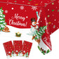Staraise 3PCS Christmas Tablecloth, Red Rectangular Plastic Christmas Tablecloth, Winter Snowflake Snowman and Santa Claus Dispo