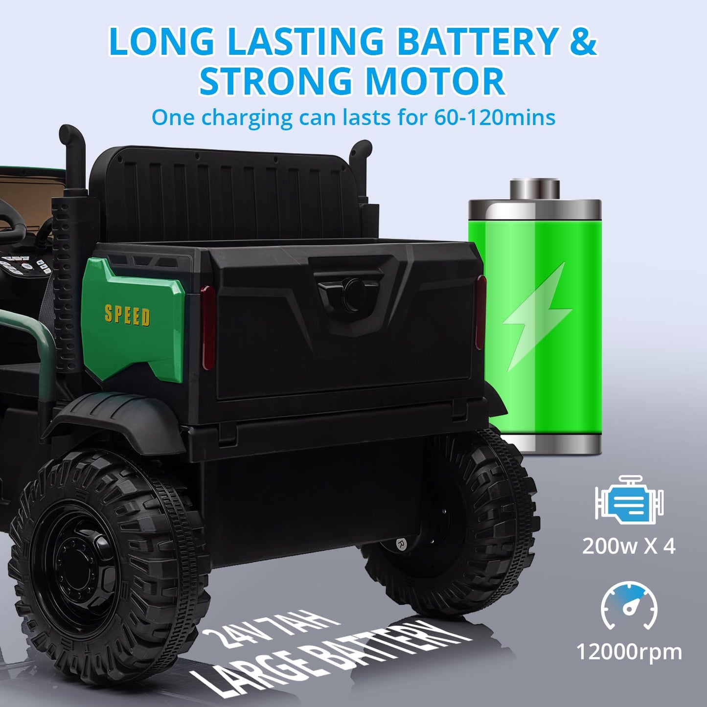 Hetoy 24V Ride On Truck With Remote Control Electric Utv Vehicles With Dump Bed, 4Wd Power 4X200W Motors,4Xspring Suspension, 3