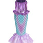 Funna Little Mermaid Costume For Girls Princess Dress Up With Accessories Wig Purple, 5T