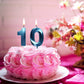 Blue 10th Birthday Candles, Number 10 Cake Topper for Birthday Decorations Party Decoration