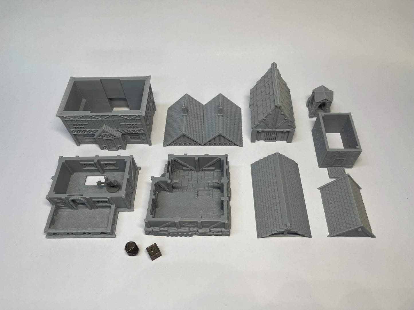 Paintable Tabletop Miniature Little Town Building Terrains Compatible with RPG War Games - 18mm Scale Dioramas Building Set Scen