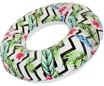Playtek Toys Tropical Floral Print Tube Inflatable Pool Float, Round Tube (Pt8024)