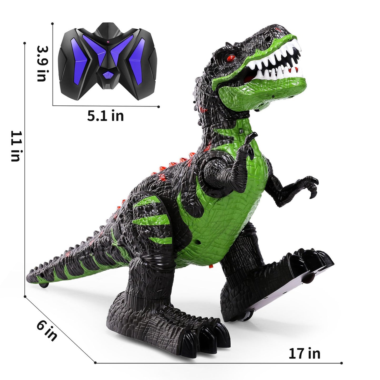 TEMI Remote Control Dinosaur Toys for Boys 3 4 5 6 7 8 Years, Electric Stunt RC Walking T-rex Toy with Light and Sounds, Recharg