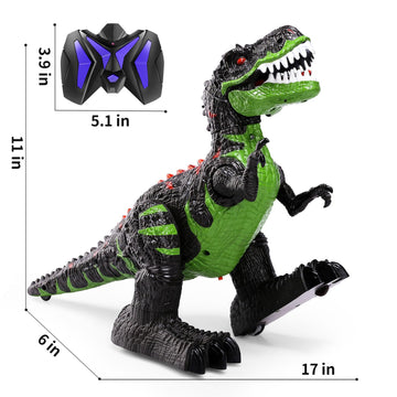 TEMI Remote Control Dinosaur Toys for Boys 3 4 5 6 7 8 Years, Electric Stunt RC Walking T-rex Toy with Light and Sounds, Recharg