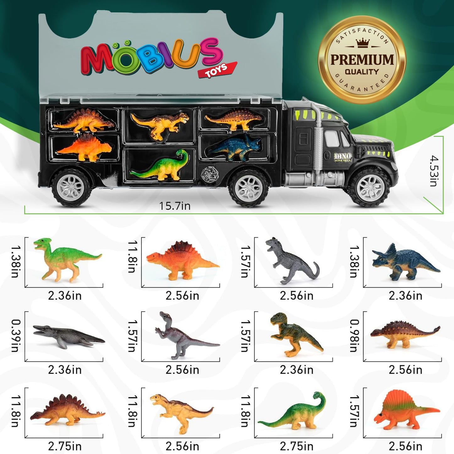 Dinosaur Truck Carrier - Dinosaur Toys for Kids 3-5, Dinosaur Truck with 12 Dinosaur Action Figure Toys for Boys - Toy Dinosaurs