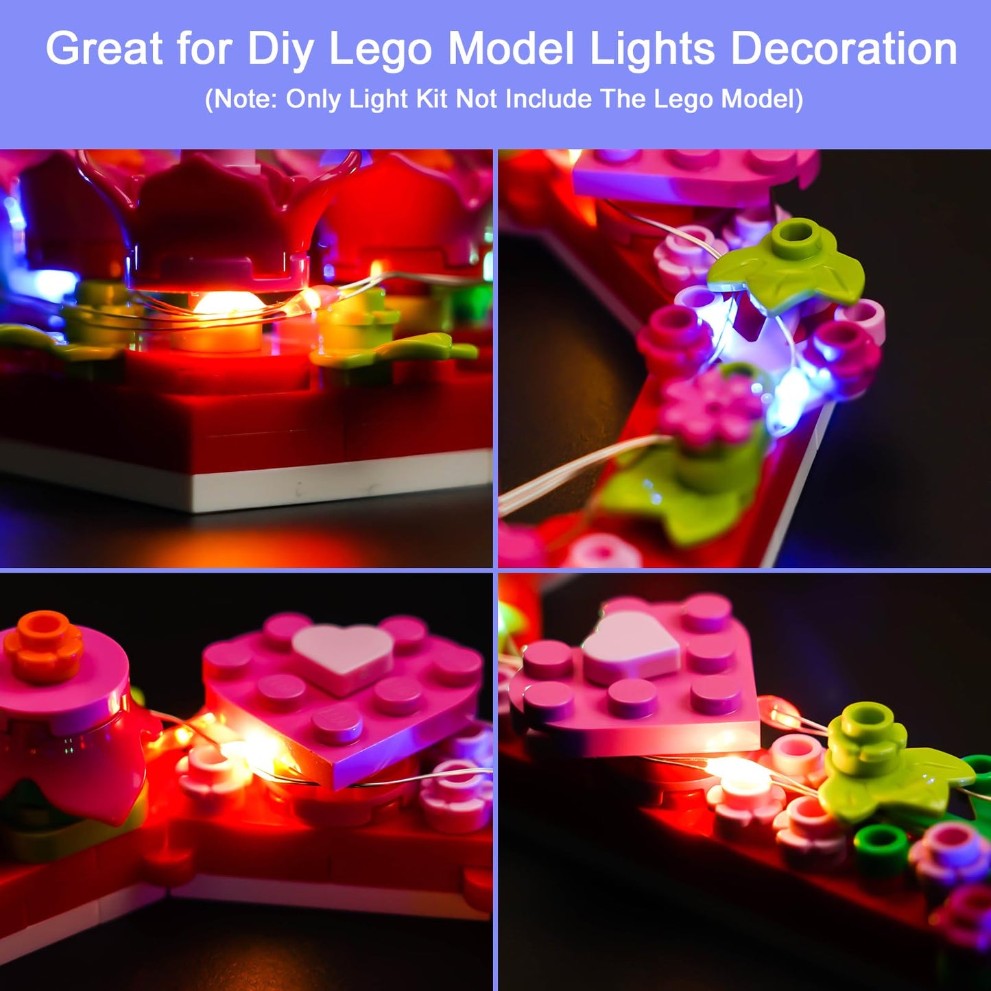 Hilighting Upgraded Led Light Kit Compatible With Lego Heart Ornament Building Set, Lights Decoration Compatible With Lego 40638