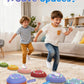 XIUREI Rechargeable Stepping Stones - 6pcs Non-Slip Toddler Toys with Light & Music, Morandi Colors for Kids 3-5 Years Old