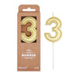 PHD CAKE 2.76 Inch Luxe Gold 3 Number Birthday Candles, Gold Number Candle, Cake Number Candles, Party Celebration