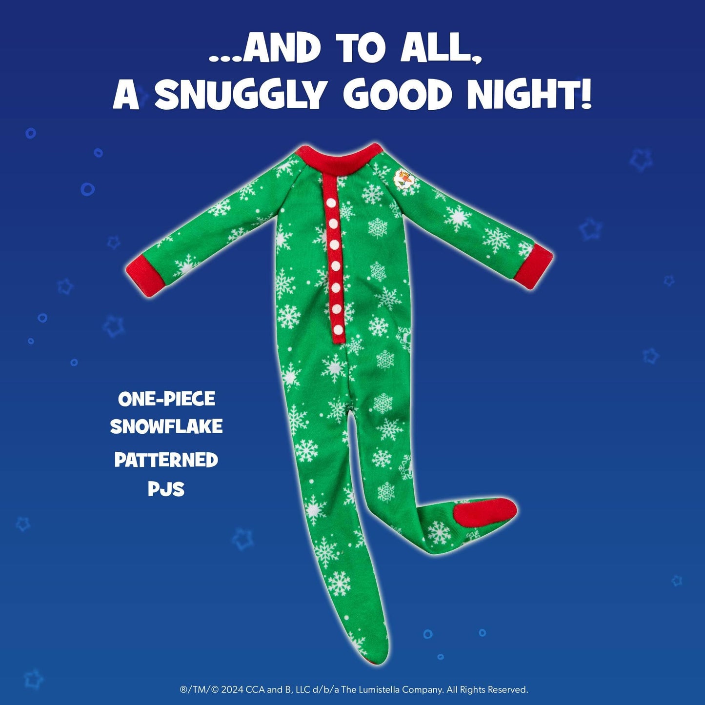 The Elf on the Shelf Snowflake Snuggle Onesie PJs, Green, Polyester, Model CCSNOSNUGPJ - Cozy Pajamas for Your Scout Elf