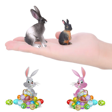 Sumind 10 Pieces Easter Bunny Rabbit Toy Figure, Mini Bunny Toy Figure, Realistic Animal Toys 3D Playset, Farm Animal Toy Rabbit