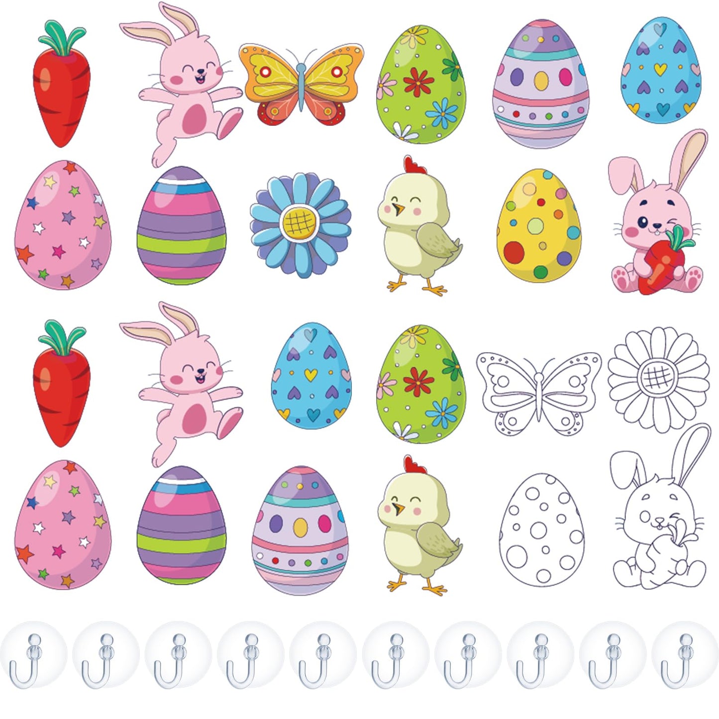 Lewtemi 36 Pcs Easter Window Art Craft Kit Holiday Suncatchers Craft Kits DIY Easter Crafts Make Your Own Suncatcher Paint Sun C