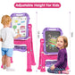 Amagoing Easel For Kids, Adjustable Standing Art Easel For Toddler, Double Drawing Board With Painting Accessories, Birthday Chr