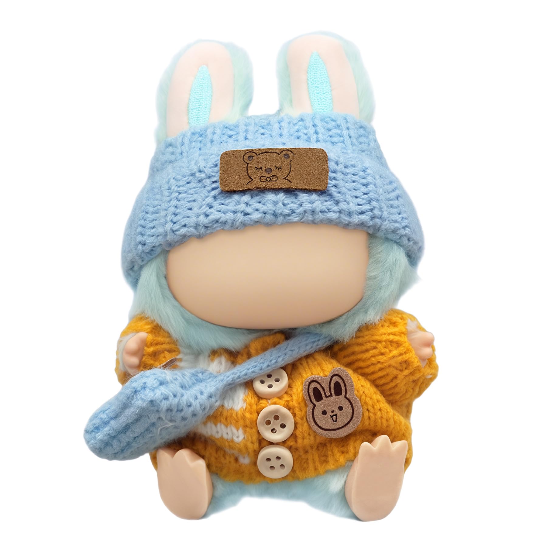 Clothes for 17cm Doll (NO Doll)  Handcrafted Crochet Outfits for 17cm Dolls with Accessories Boy and Girl 6-Piece Clothes Set  Cute Stylish Clothing with hat and Bag for Dolls Dress up (Yellow)