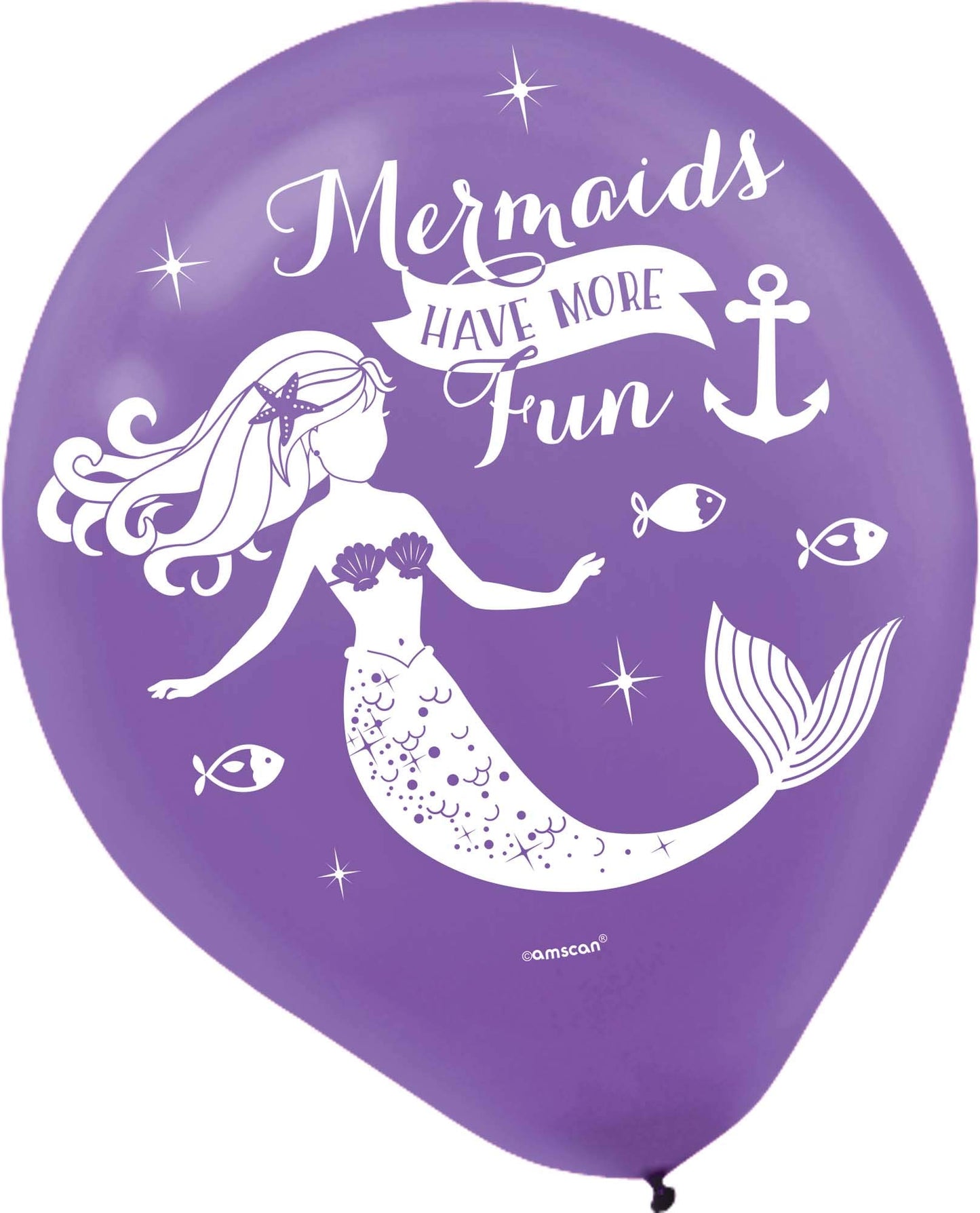 Amscan Mermaid Wishes Printed Latex Balloons, Multi Color, 12