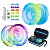 INOVASHON Crystal Yoyo K2 - Pack of 2 Responsive Plastic Yoyos for Kids, Rainbow Gradient with Extra Bearing & Yo-Yo Case