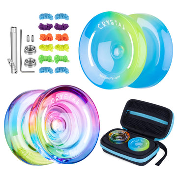 Crystal Yoyo K2 - Pack Of 2 Responsive Yoyos For Kids Beginners, Dual Purpose Plastic Yoyo With Extra Unresponsive Yo Yo Bearing