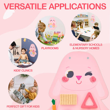 Monlurd Wooden Rabbit Sensory Wall Toy, Busy Board For Toddlers, Montessori Sensory Wall Panel For Kids, Ideal For Classroom, Pl