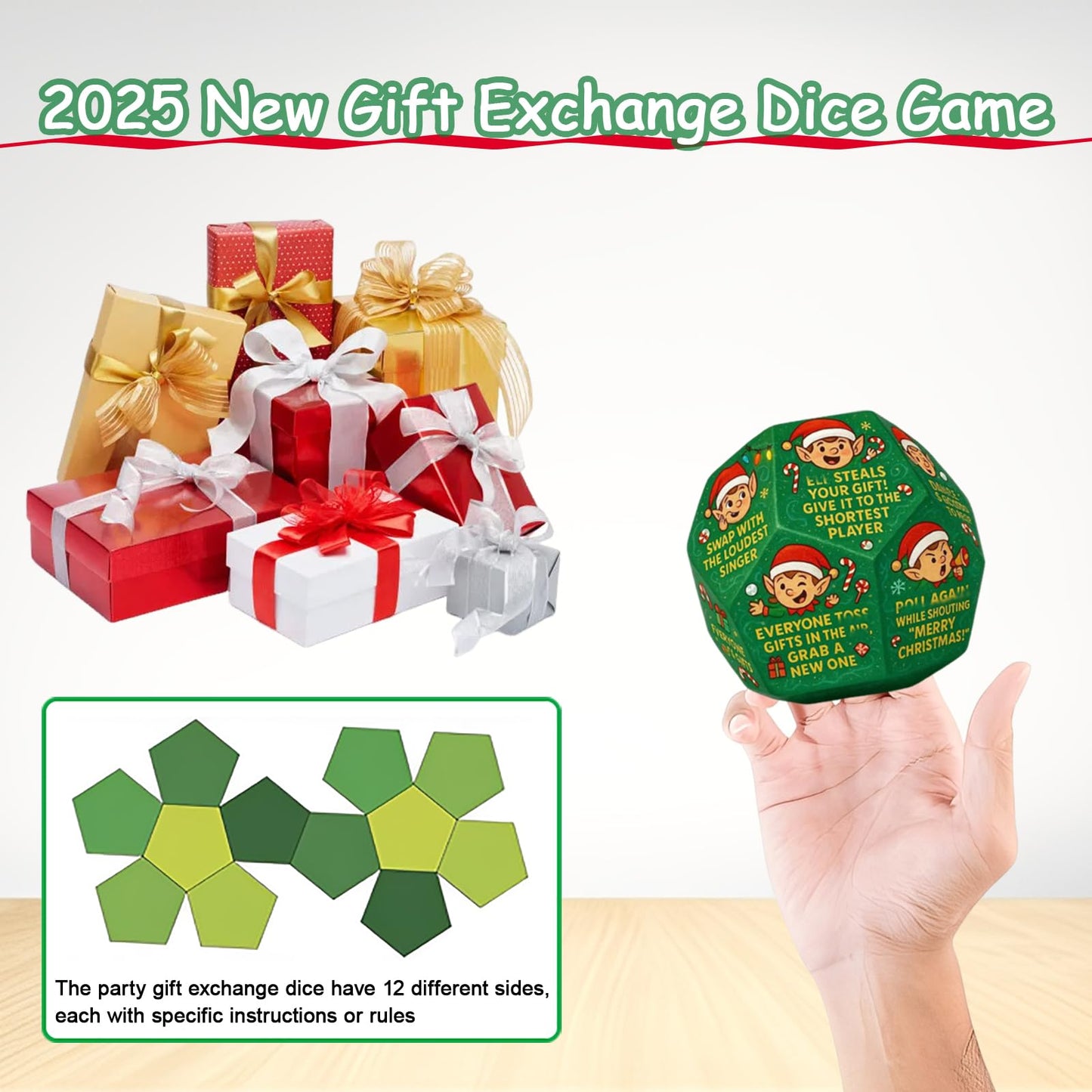Exchange Dice for Christmas Games, Santa swap Gift Exchange dice, Party Gift Exchange Dice