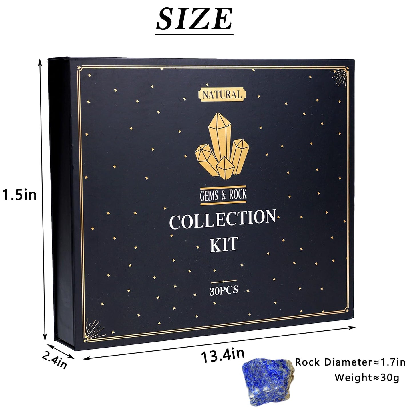 Rock Collection For Kids - 30 Pcs Rocks, Gemstones & Crystals Kit With Learning Guide,Mineral Education Set Geology Science Stem