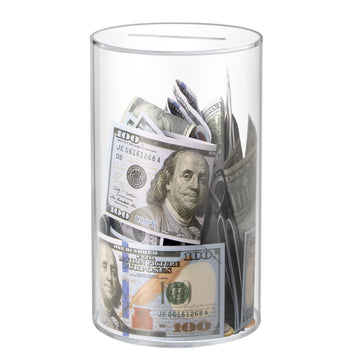 Hicocool Clear Piggy Bank, Acrylic Piggy Bank For Adults Must Break To Open, Unopenable Money Saving Box For Boys Girls Birthday Gift (8' H X 5' D)