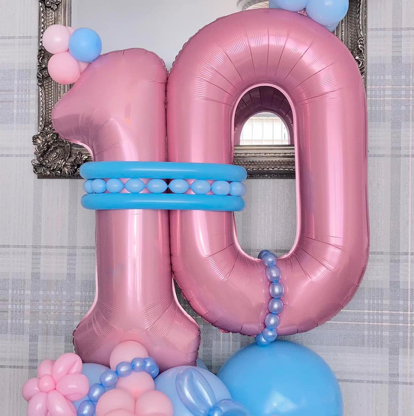 40 Inch Pink Number 0 Balloons, Large 0 Balloon Number Pink Foil Number Balloons, Light Pink Mylar Birthday Balloons for Birthda