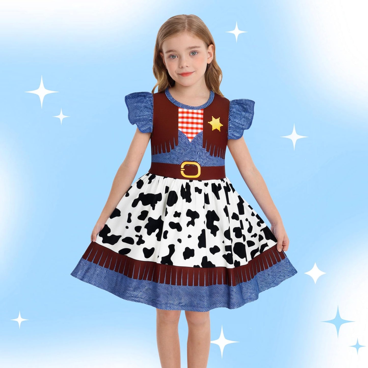 Eledobby Princess Dress for Girls Halloween Costume Cosplay Outfit Birthday Party Clothes 6-7Years