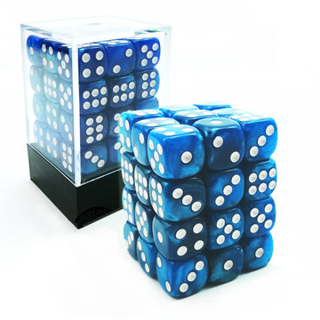 Bescon 12Mm 6 Sided Dice 36 In Brick Box, 12Mm Six Sided Die (36) Block Of Dice, Marble Blue